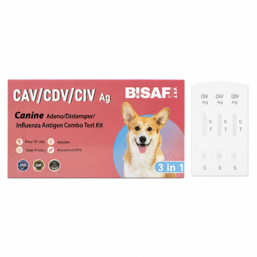Opakowanie testu COMBO 3w1 dla psa - CAV + CDV + CIV z kasetką testową leżącą obok