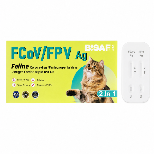 Opakowanie i kasetka testu COMBO 2w1 koronawirus (FCoV), panleukopenia (FPV) dla kota